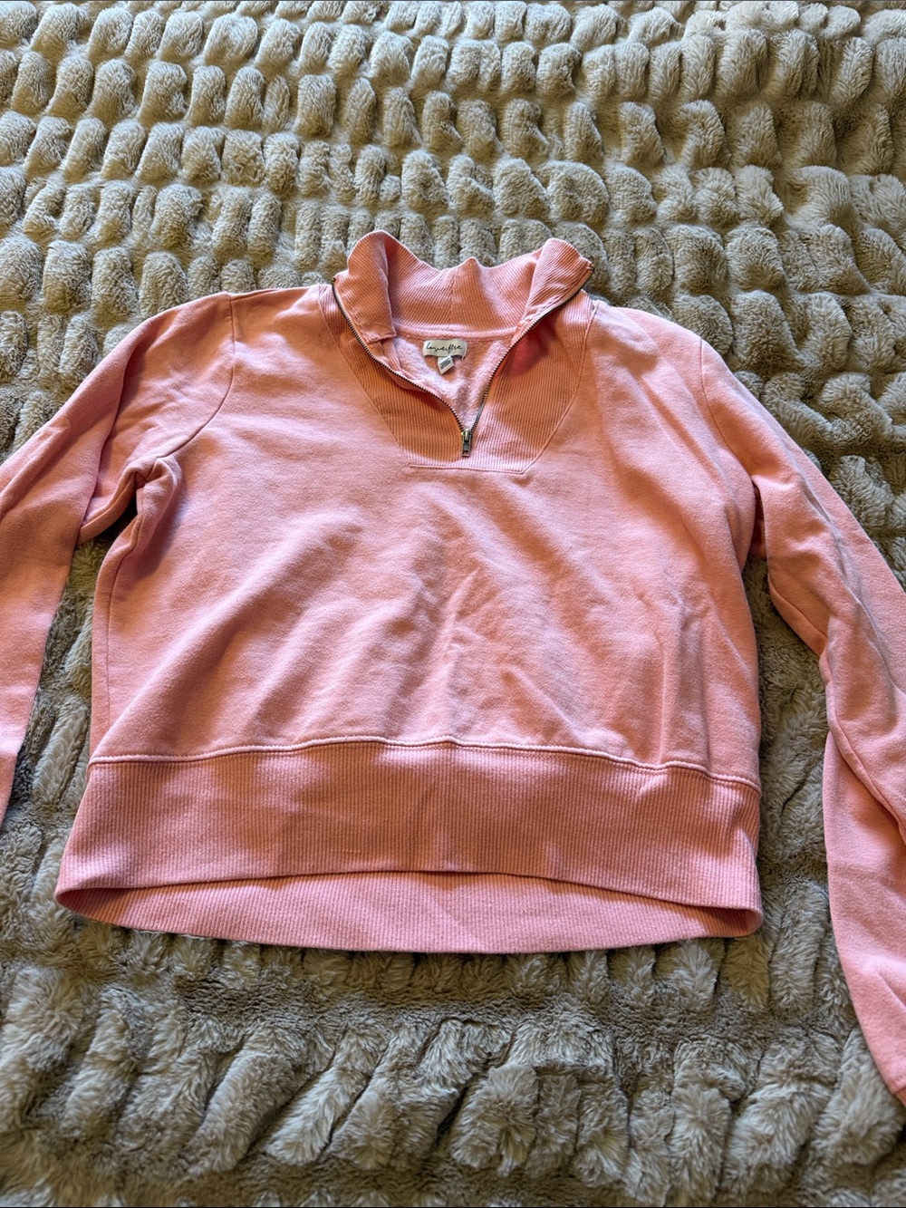 love, Fire Peach Quarter-Zip Pullover Sweatshirt